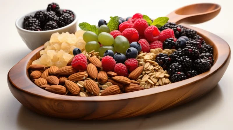 Rohkost-Ernährung Tagesplan, Beeren mit Nüsse 