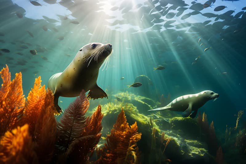 oroszlanfokak-jatszanak-a superfood-kelp-erdoeben