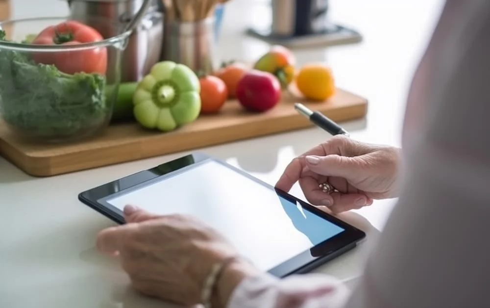 Ernährungsberaterin entwickelt einen Essenplan für Klientin