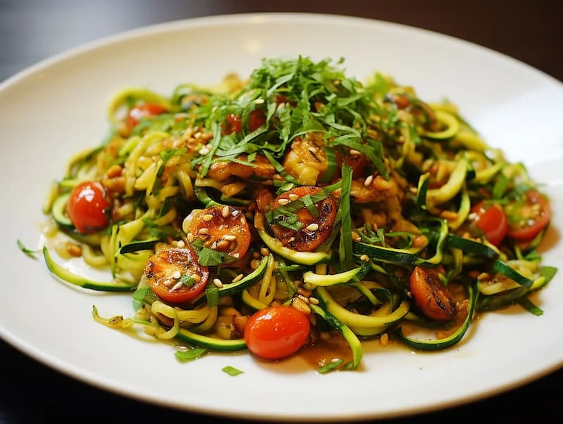 Fűszeres cukkini spagetti, nyers vegan,  napi menü