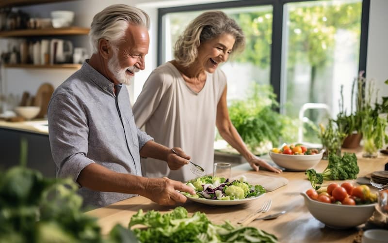 integral-ernaehrung-ernaehrungs-beratung -glueckliche-senioren-die-zusemmen-veganes-essen-zubereiten